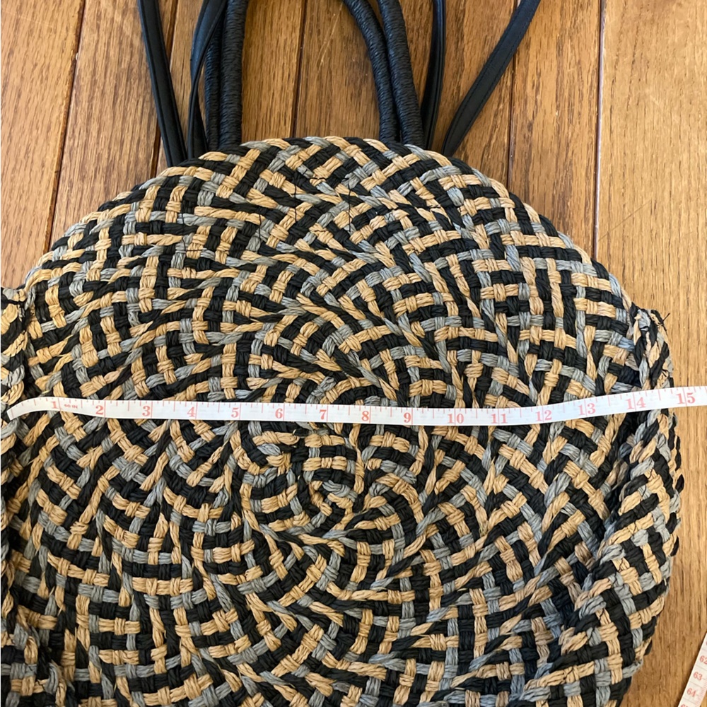Woven Black, Blue, and Tan Large Cottagecore Feminine Tote Handbag - Picture 6 of 7